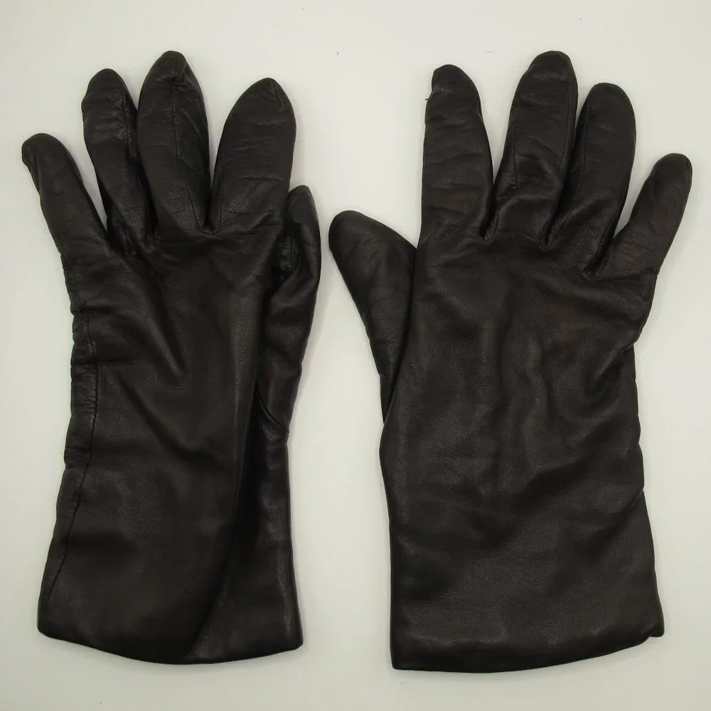 Leather dark brown, cashmere lined, 7.5 ladies gloves